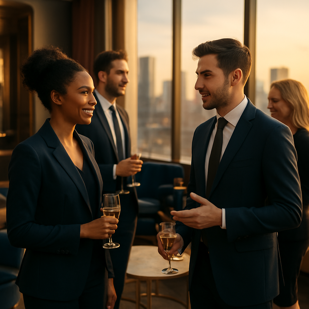 Junge Unternehmer beim Networking auf einem Event